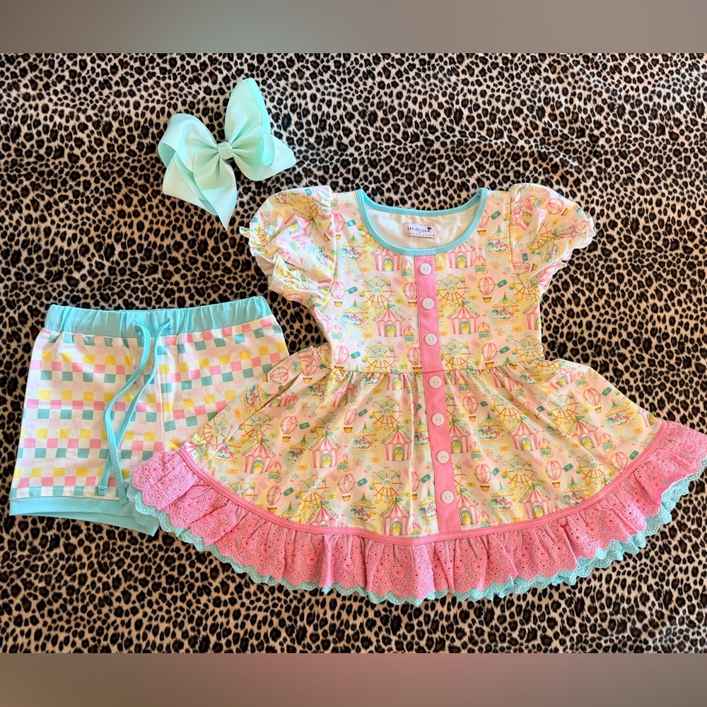 Carnival Fair Carousel Twirl dress/tunic set NEW size 7 LIV + STELLA